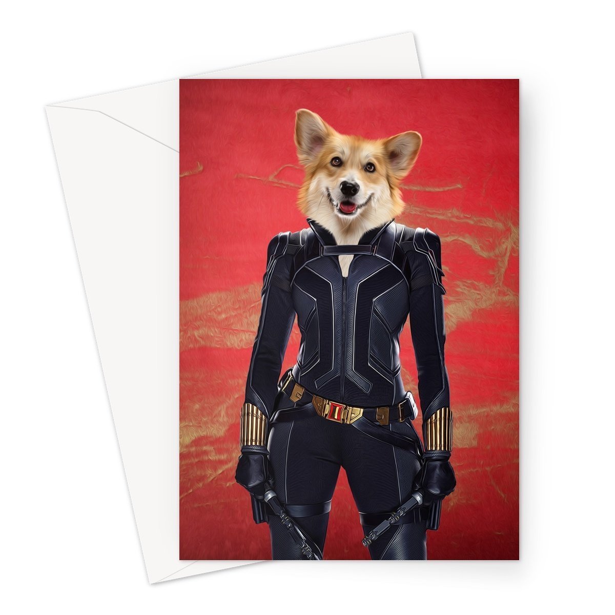 Pet Portraits | The Black Widow: Custom Pet Greeting Card | Paw & Glory