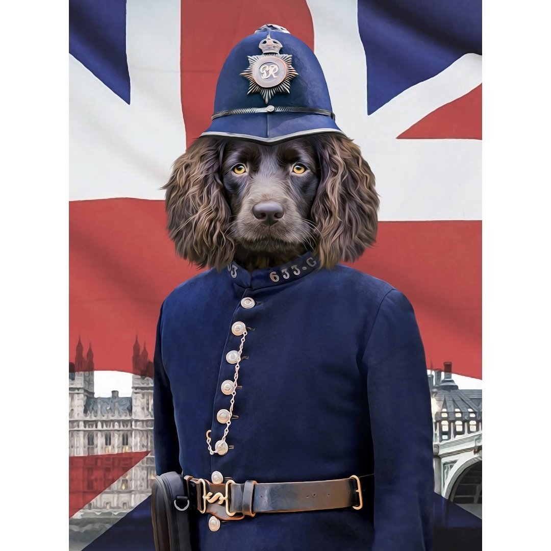 Pet Portraits | The British Police Officer: Custom Digital Download Pet Portrait | Paw & Glory