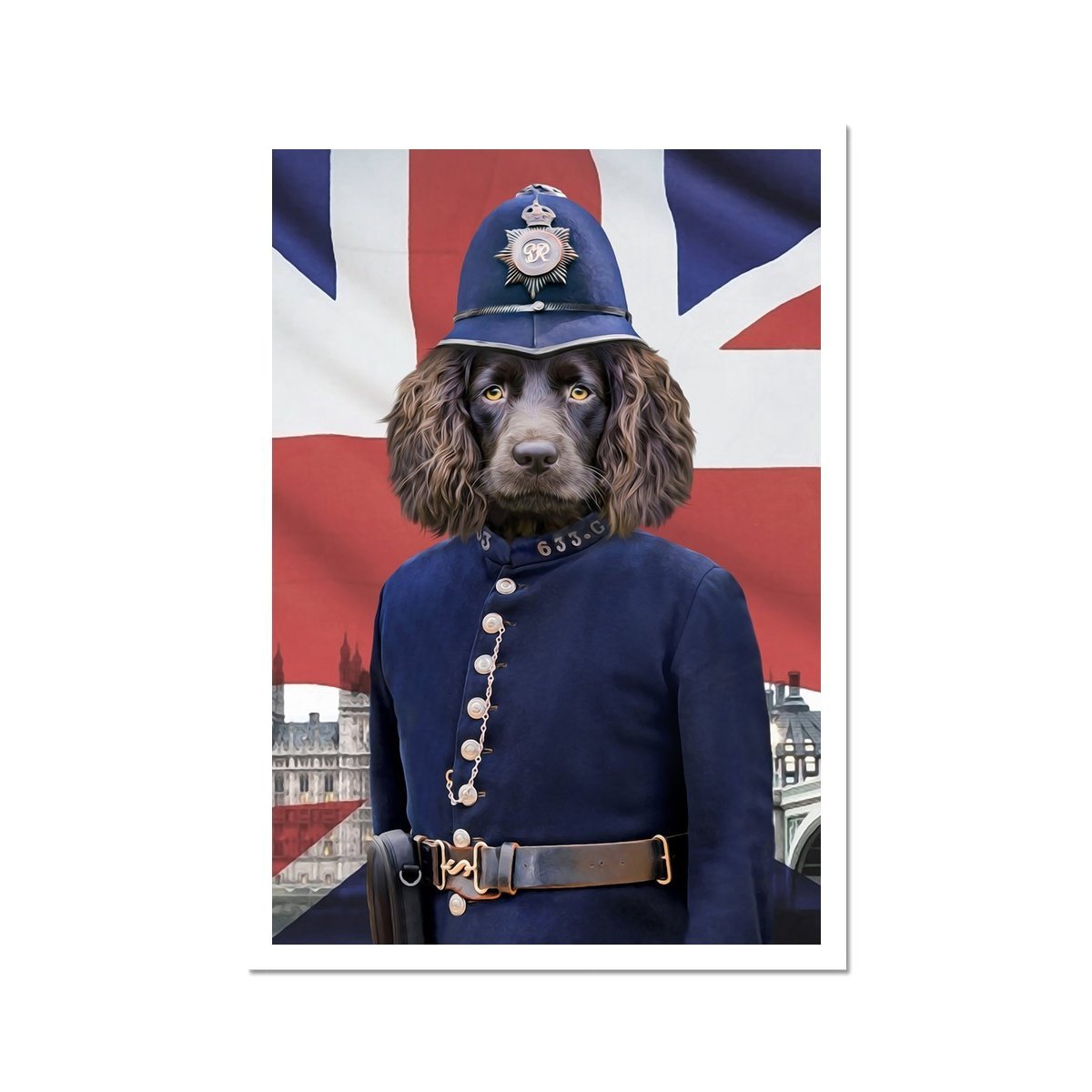 The British Police Officer: Custom Pet Portrait - Paw & Glory - Dog Portraits - Pet Portraits