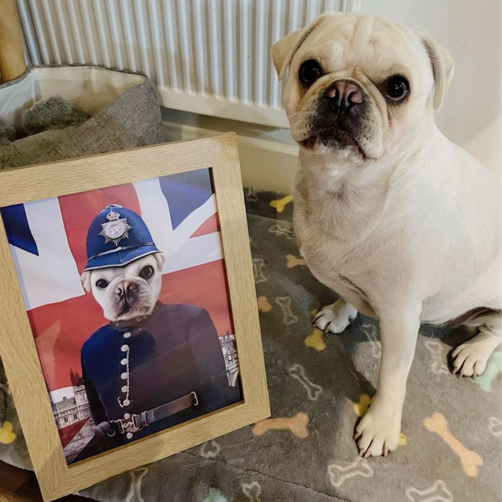 The British Police Officer: Custom Pet Poster - Paw & Glory - Dog Portraits - Pet Portraits