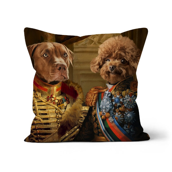 The Brothers In Arms: Custom Pet Pillow | royal pet portrait | Paw & Glory