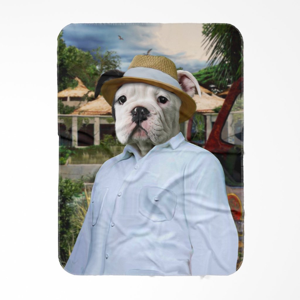 Pet Portraits | The CEO (Jurassic Park Inspired): Custom Pet Blanket | Paw & Glory