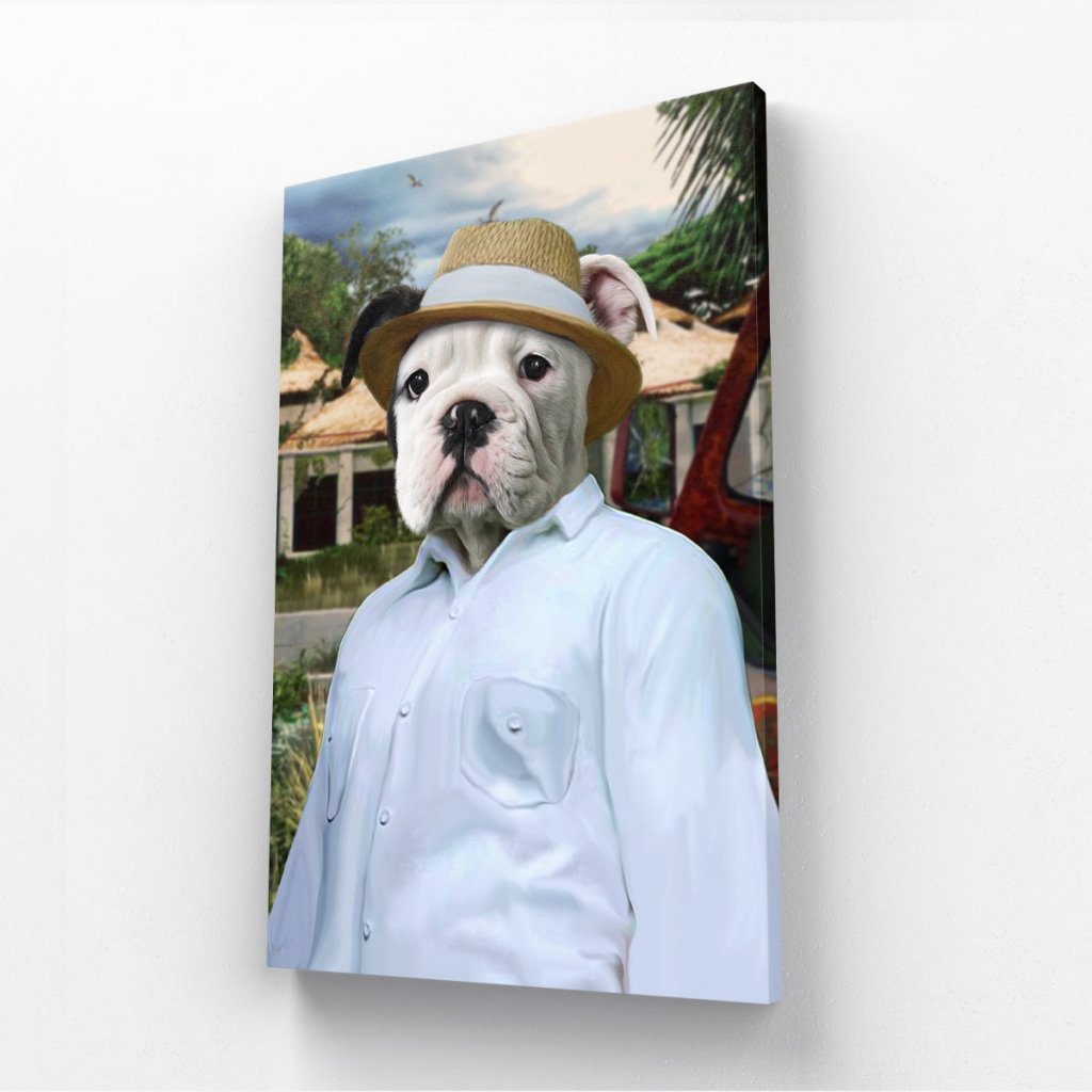 Pet Portraits | The CEO (Jurassic Park Inspired): Custom Pet Canvas | Paw & Glory