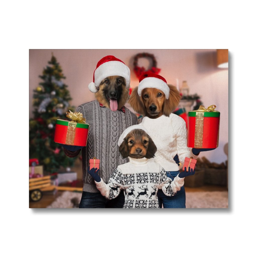 Pet Portraits | The Christmas Family: Custom 3 Pet Canvas | Paw & Glory