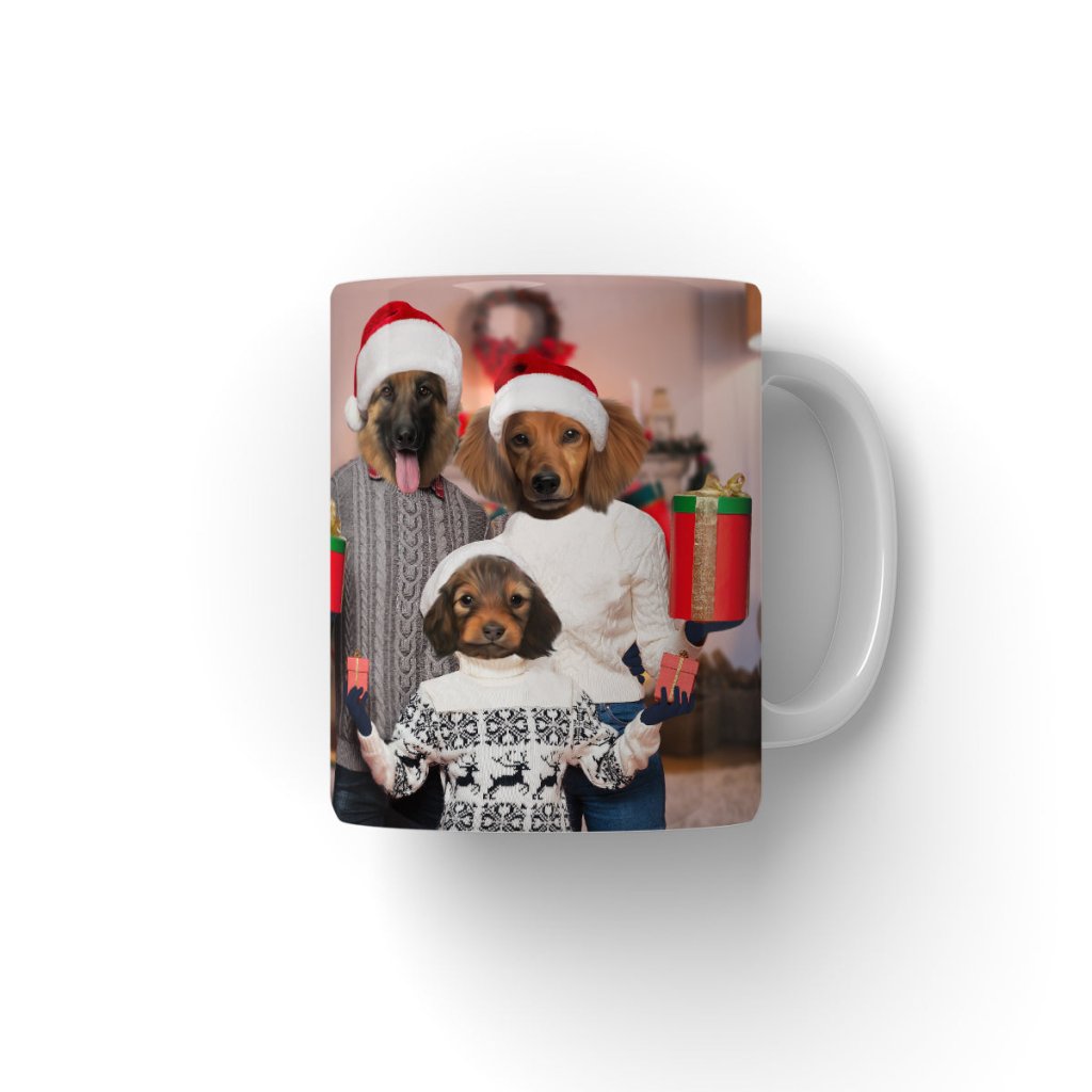 The Christmas Family: Custom 3 Pet Coffee Mug - Paw & Glory - Dog Portraits - Pet Portraits