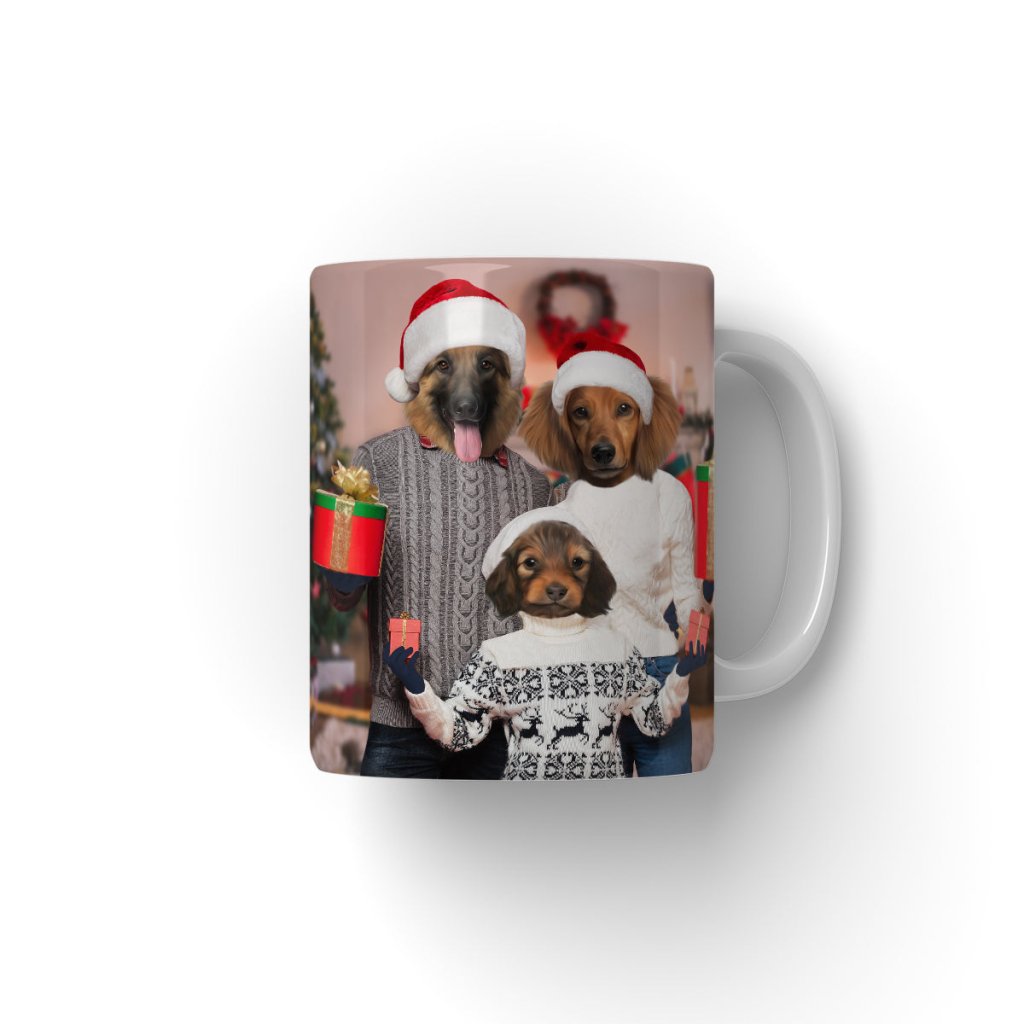 The Christmas Family: Custom 3 Pet Coffee Mug - Paw & Glory - Dog Portraits - Pet Portraits