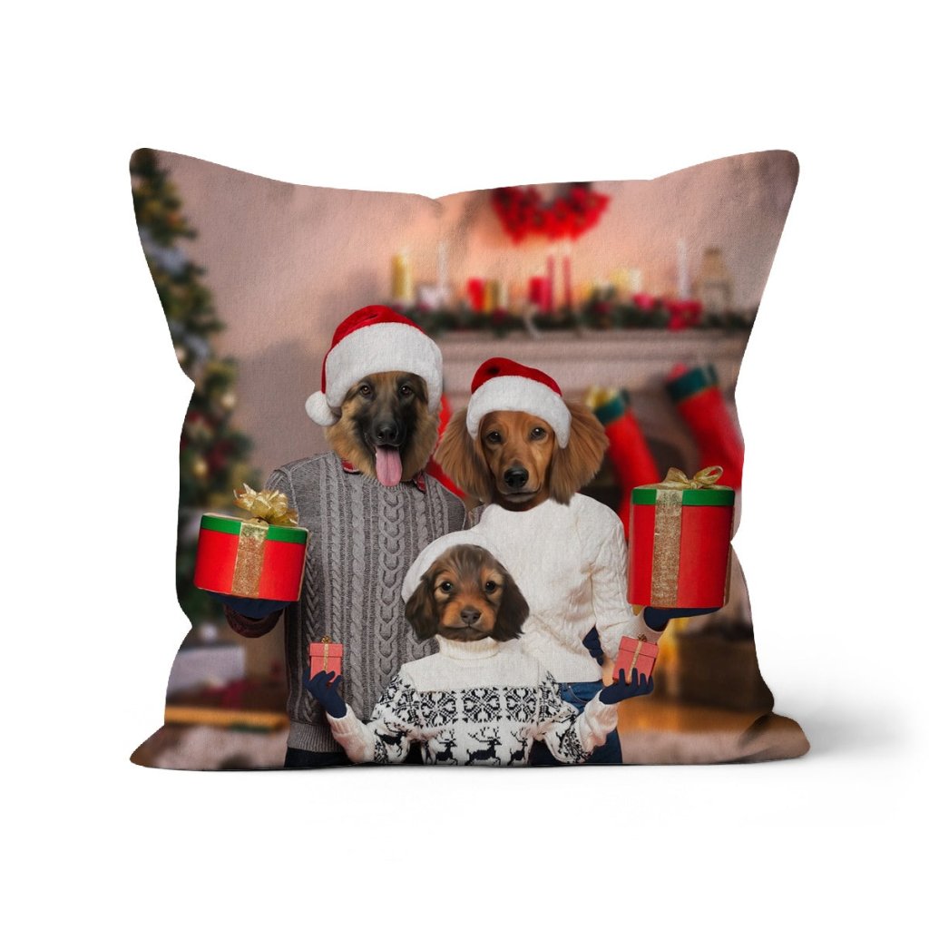 Pet Portraits | The Christmas Family: Custom 3 Pet Pillow | Paw & Glory