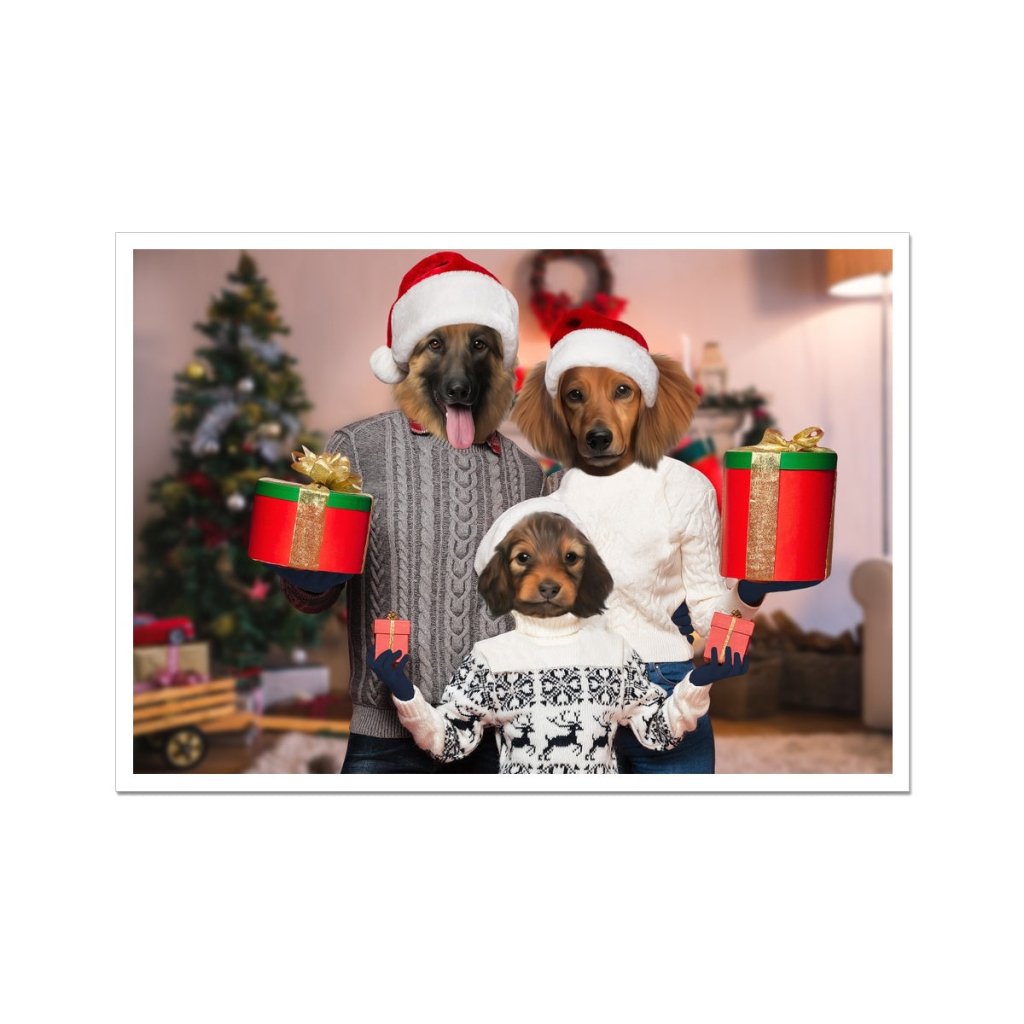 Pet Portraits | The Christmas Family: Custom 3 Pet Poster | Paw & Glory