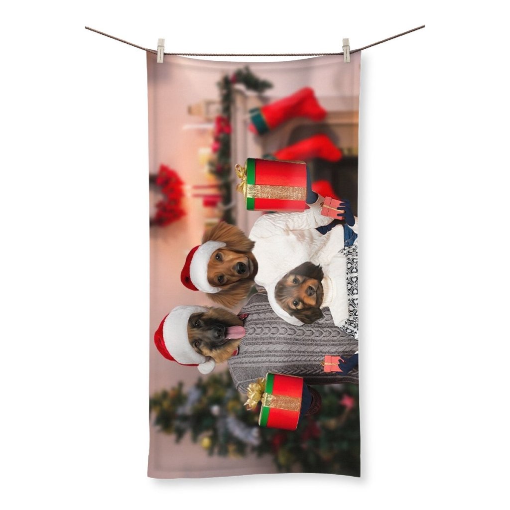 The Christmas Family: Custom 3 Pet Towel - Paw & Glory - Dog Portraits - Pet Portraits