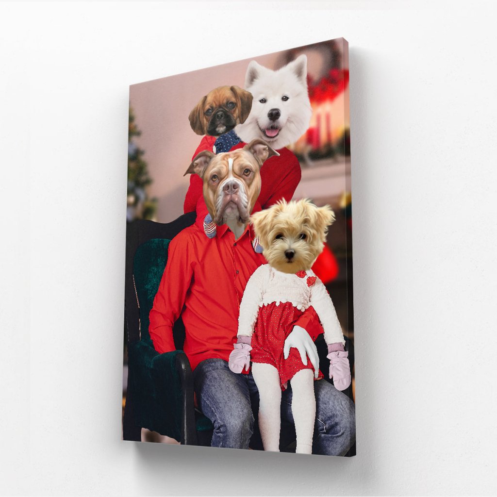 Pet Portraits | The Christmas Family: Custom 4 Pet Canvas | Paw & Glory