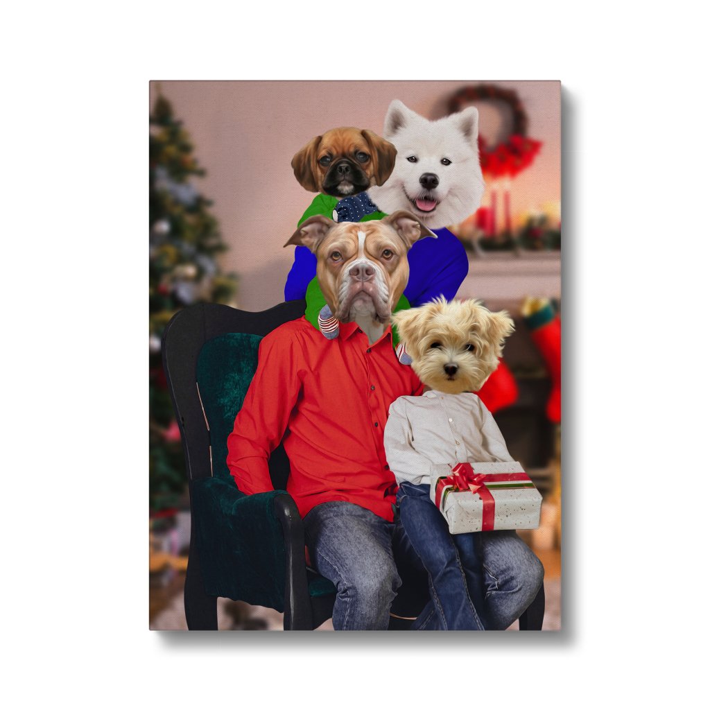Pet Portraits | The Christmas Family: Custom 4 Pet Canvas | Paw & Glory