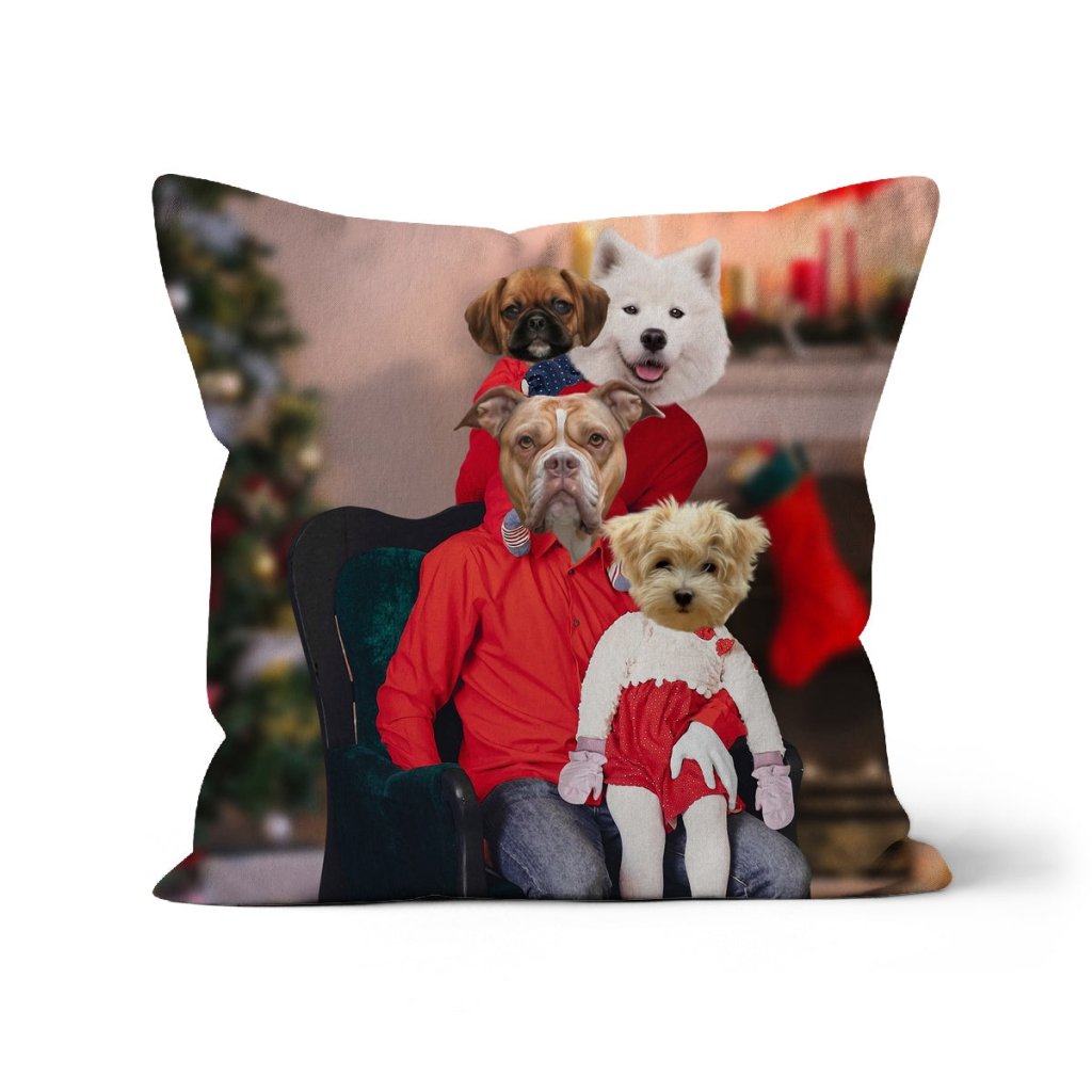 The Christmas Family: Custom 4 Pet Pillow - Paw & Glory - Dog Portraits - Pet Portraits