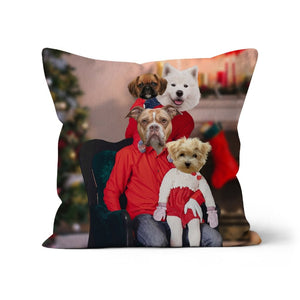 The Christmas Family: Custom 4 Pet Pillow - Paw & Glory - Dog Portraits - Pet Portraits