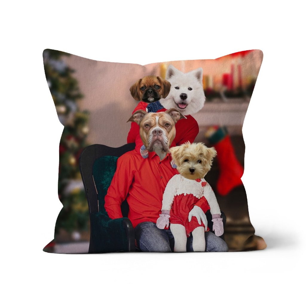 Pet Portraits | The Christmas Family: Custom 4 Pet Pillow | Paw & Glory
