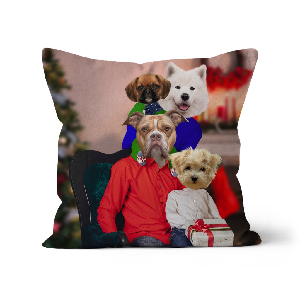 Pet Portraits | The Christmas Family: Custom 4 Pet Pillow | Paw & Glory