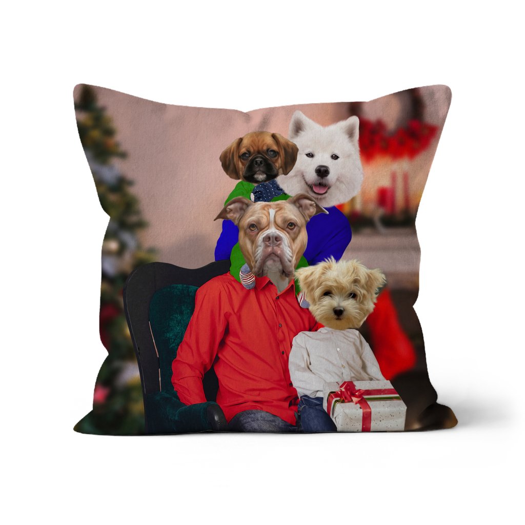 Pet Portraits | The Christmas Family: Custom 4 Pet Pillow | Paw & Glory