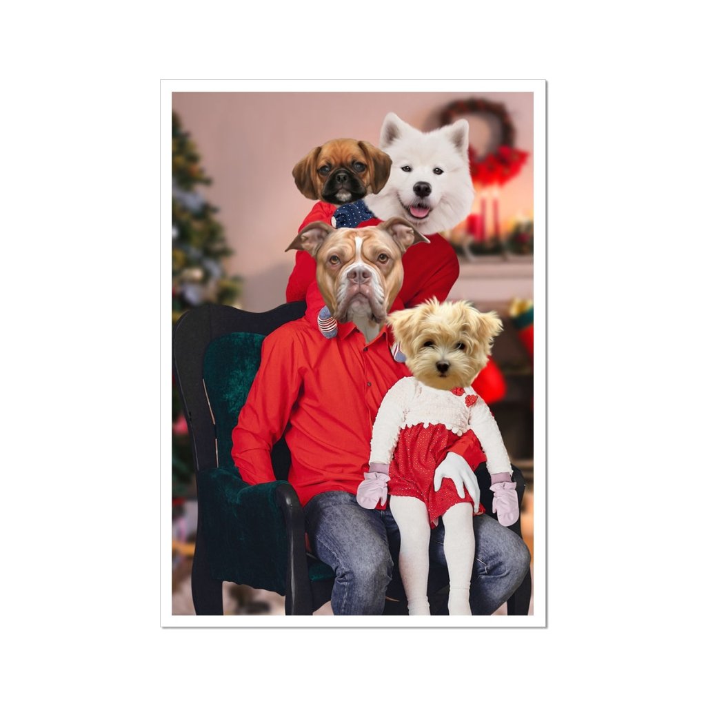 The Christmas Family: Custom 4 Pet Portrait - Paw & Glory - Dog Portraits - Pet Portraits
