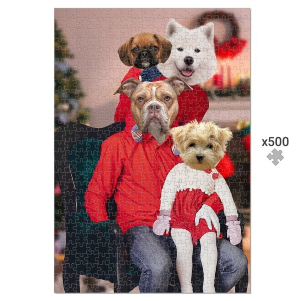 Pet Portraits | The Christmas Family: Custom 4 Pet Puzzle | Paw & Glory