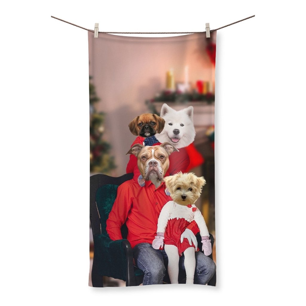 The Christmas Family: Custom 4 Pet Towel - Paw & Glory - Dog Portraits - Pet Portraits