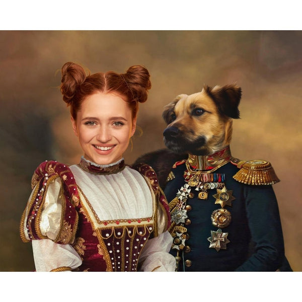 The Classy Pair: Custom Digital Download Pet & Owner Portrait | royal pet portrait | Paw & Glory