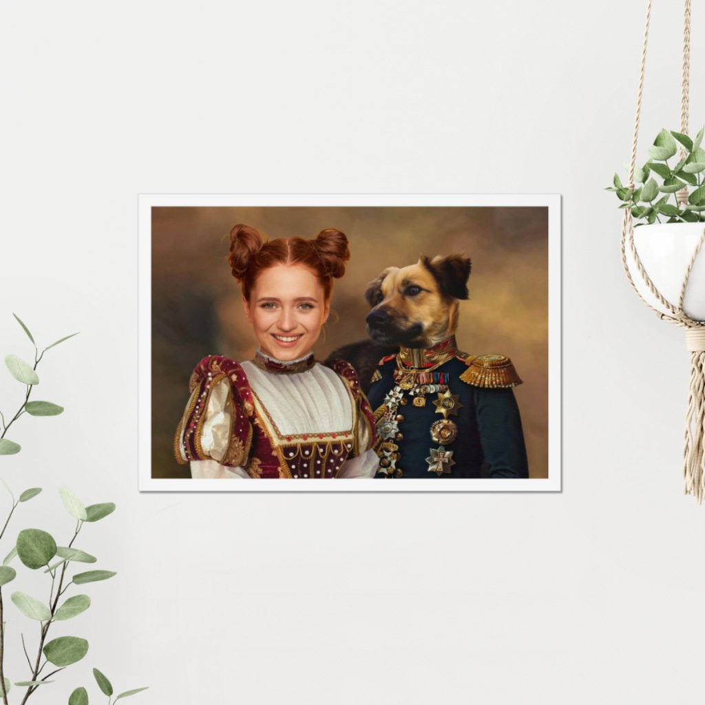 Pet Portraits | The Classy Pair: Custom Pet & Owner Poster | Paw & Glory