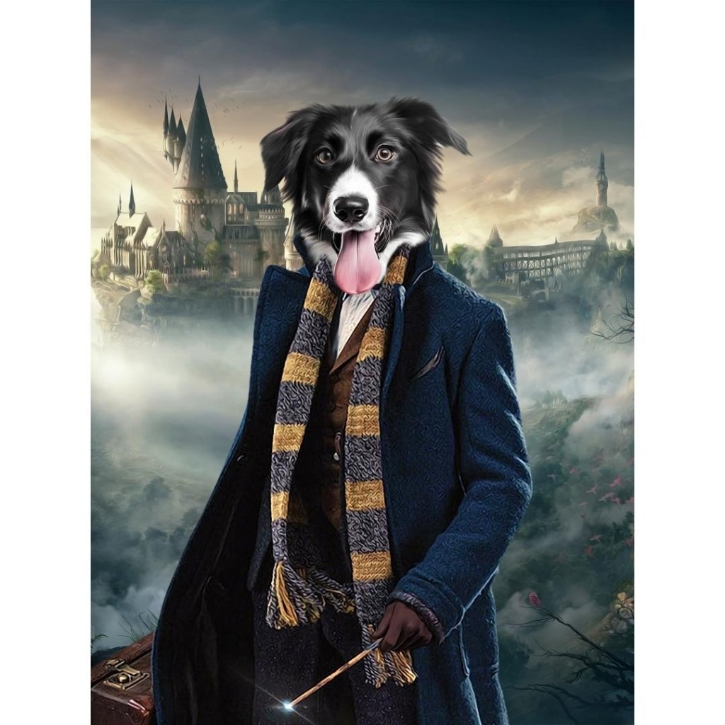 Pet Portraits | The Clever Wizard (Harry Potter Inspired): Custom Digital Download Pet Portrait | Paw & Glory
