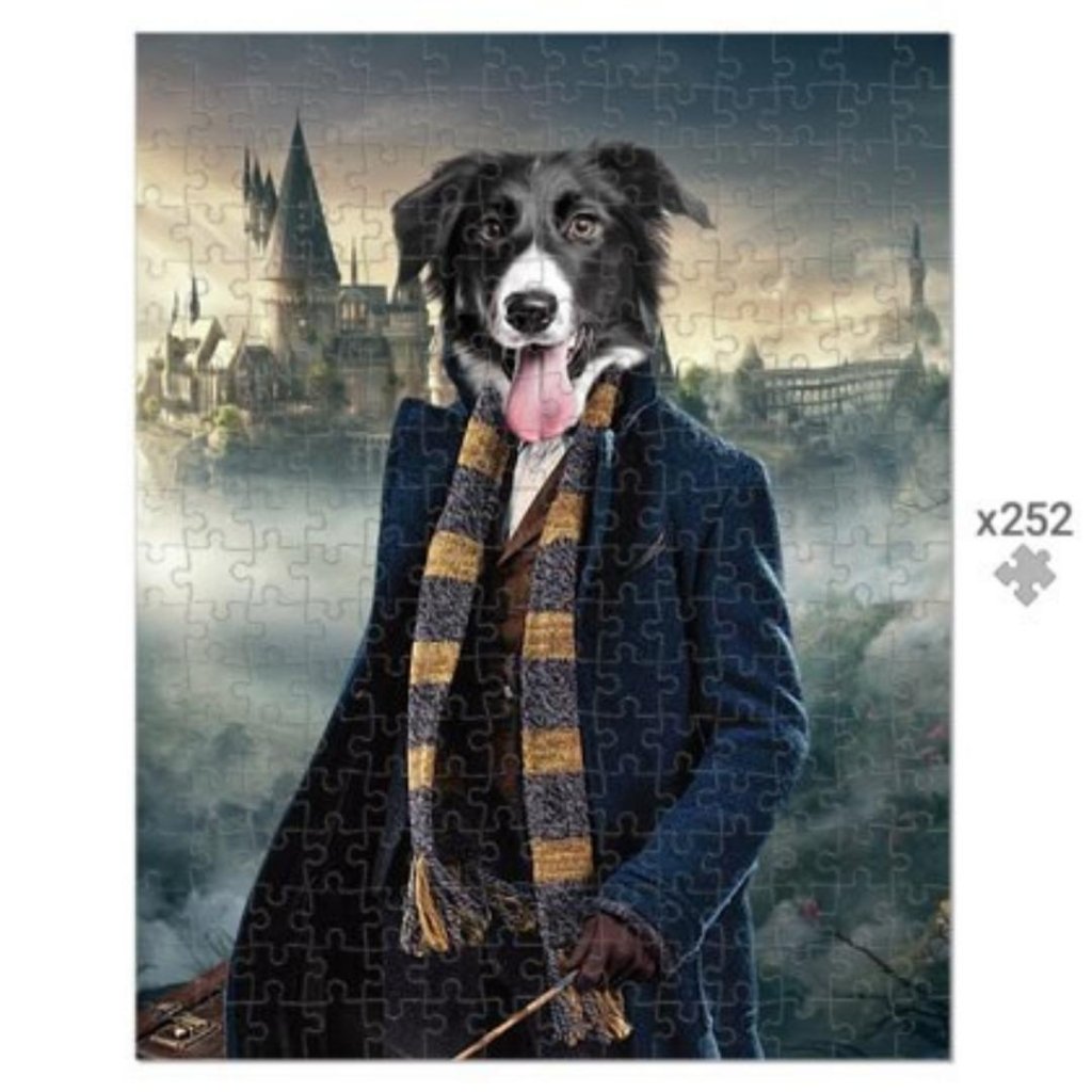 Pet Portraits | The Clever Wizard (Harry Potter Inspired): Custom Pet Puzzle | Paw & Glory