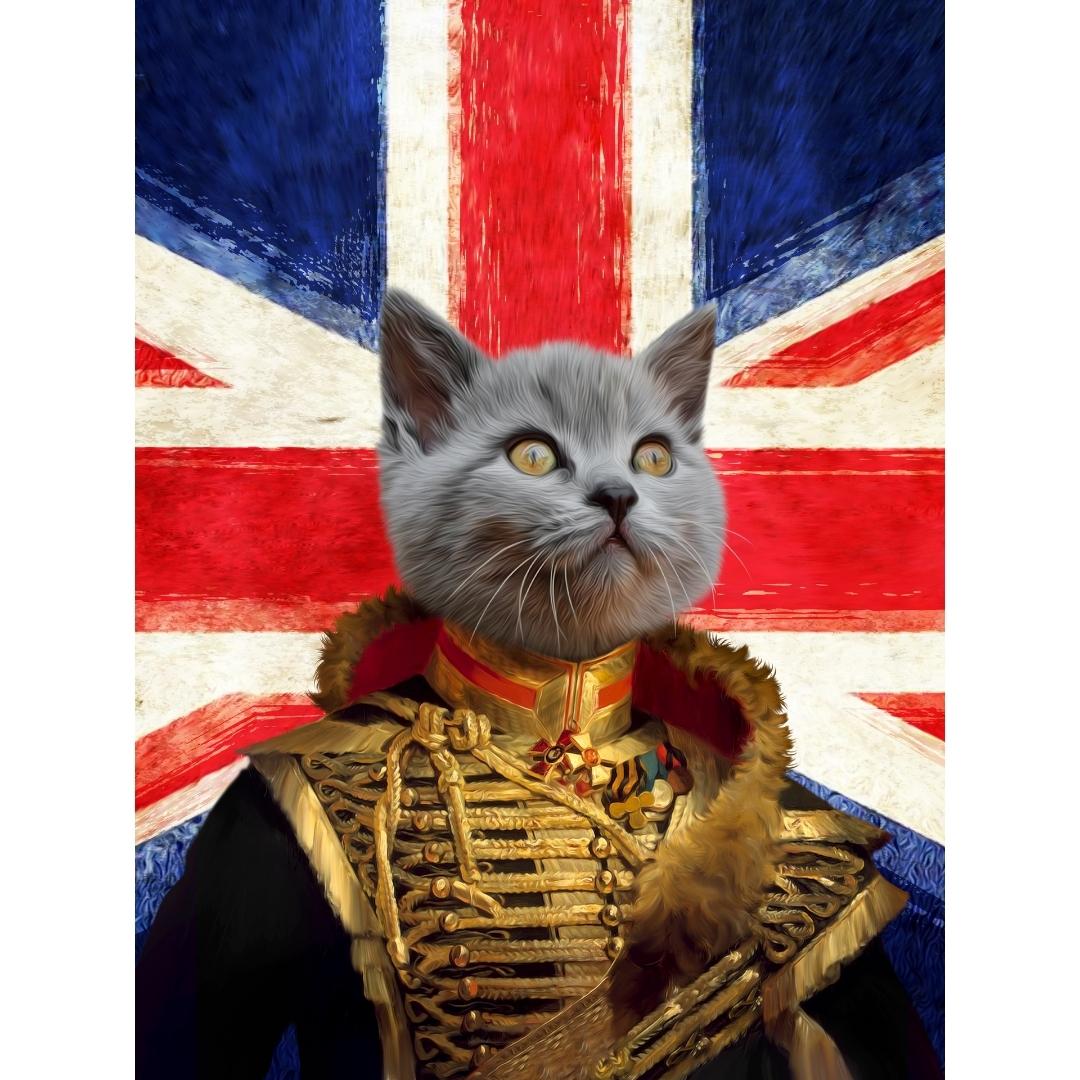 Pet Portraits | The Colonel British Flag Edition: Custom Digital Download Pet Portrait | Paw & Glory