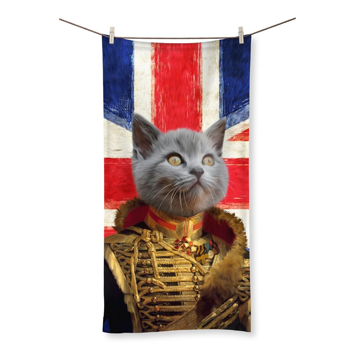 Pet Portraits | The Colonel British Flag Edition: Custom Pet Towel | Paw & Glory
