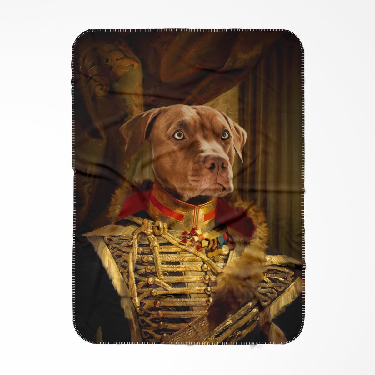 The Colonel: Custom Pet Blanket - Paw & Glory - Dog Portraits - Pet Portraits