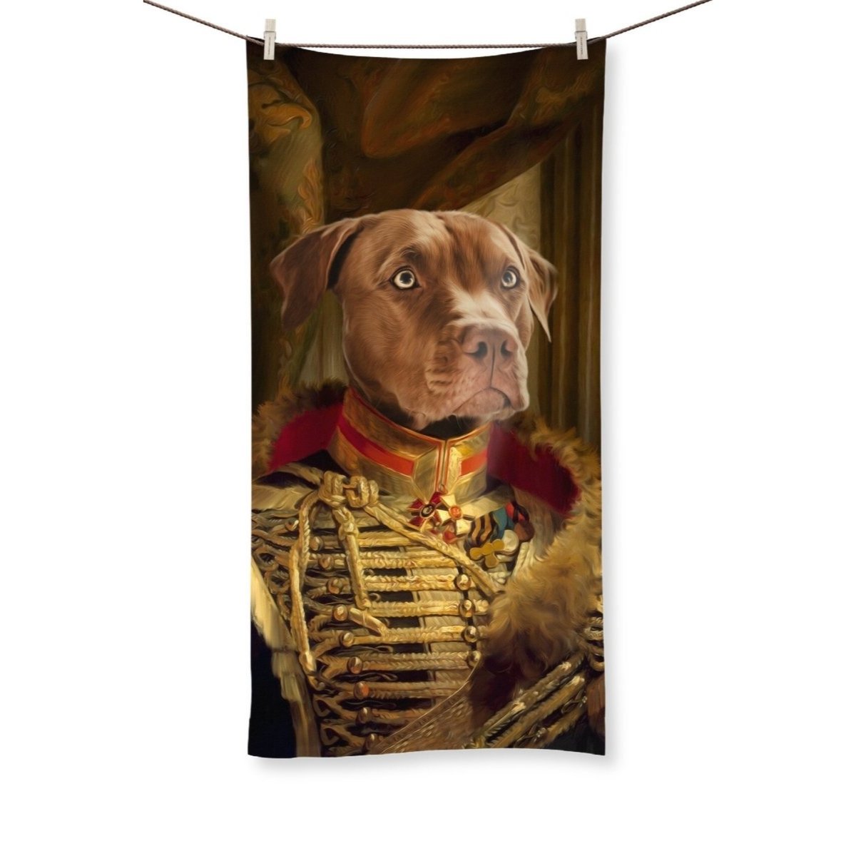The Colonel: Custom Pet Towel - Paw & Glory - Dog Portraits - Pet Portraits