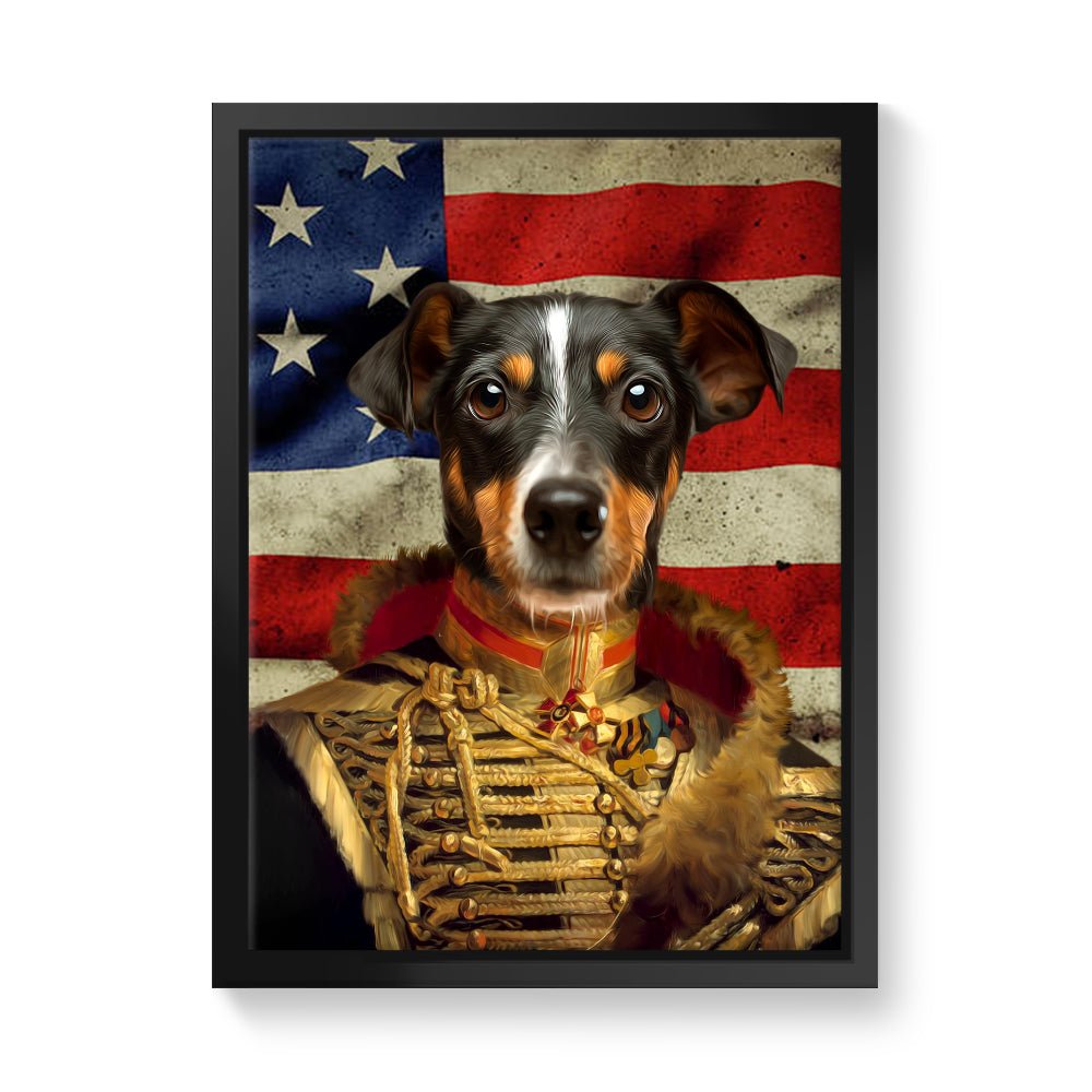 Pet Portraits | The Colonel USA Flag Edition: Custom Pet Canvas | Paw & Glory