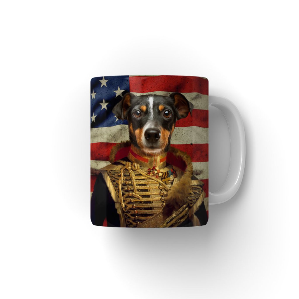 Pet Portraits | The Colonel USA Flag Edition: Custom Pet Coffee Mug | Paw & Glory