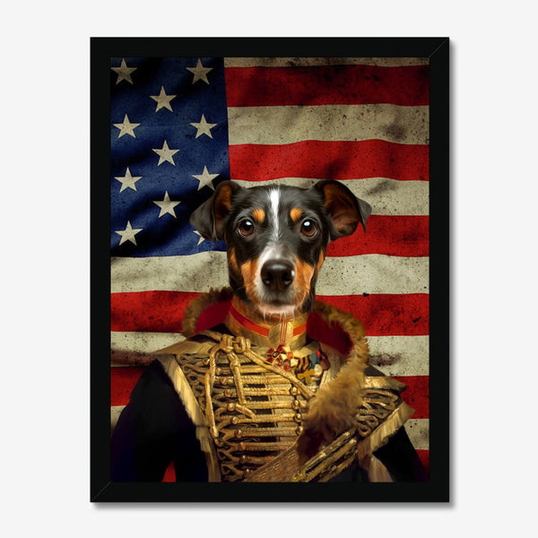 The Colonel USA Flag Edition: Custom Pet Portrait | framed pet portrait | Paw & Glory