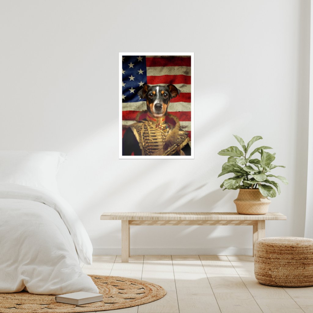 Pet Portraits | The Colonel USA Flag Edition: Custom Pet Poster | Paw & Glory