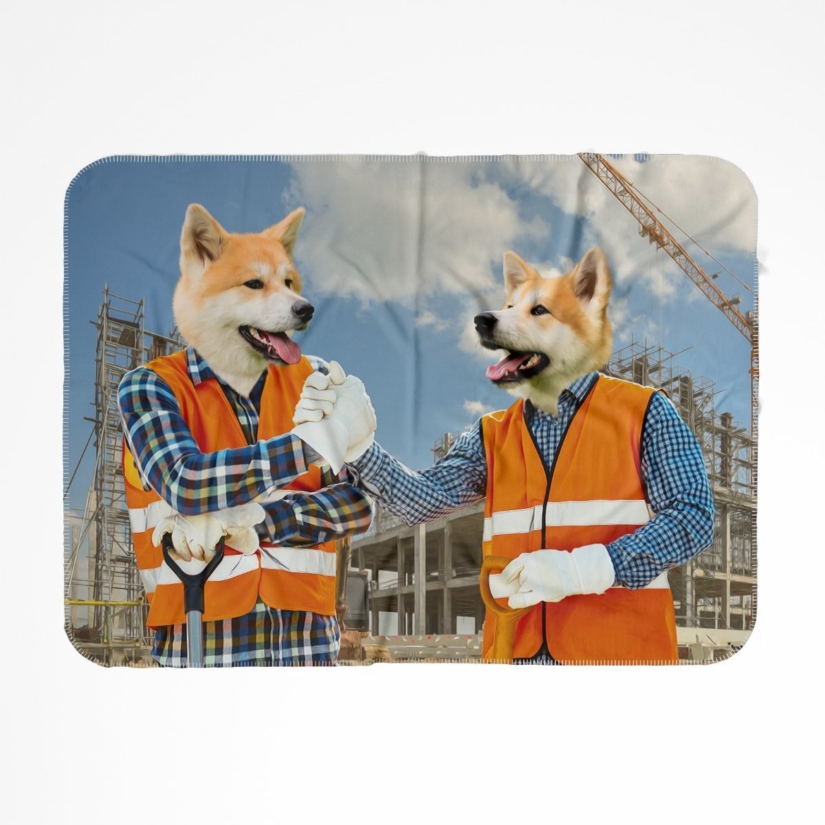 Pet Portraits | The Construction Workmates: Custom Pet Blanket | Paw & Glory