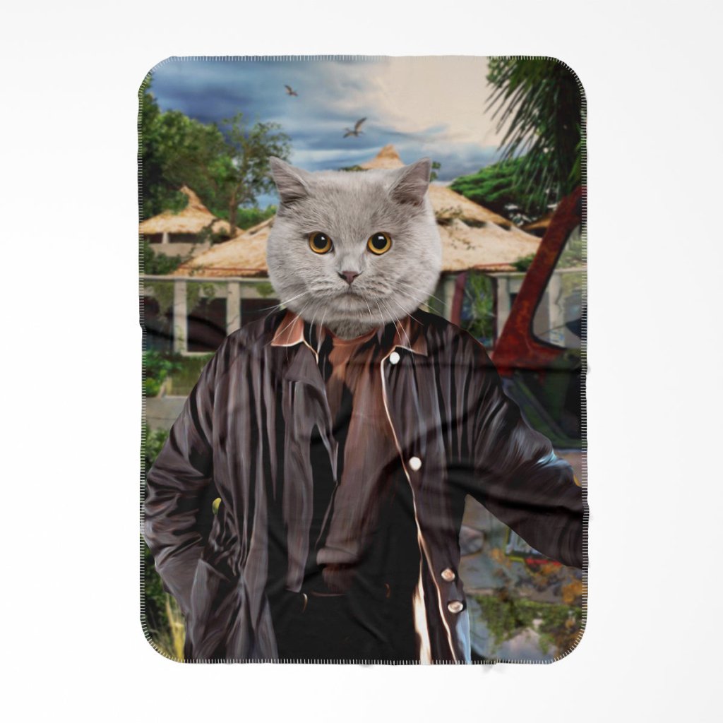 Pet Portraits | The Cool Nerd (Jurassic Park Inspired): Custom Pet Blanket | Paw & Glory