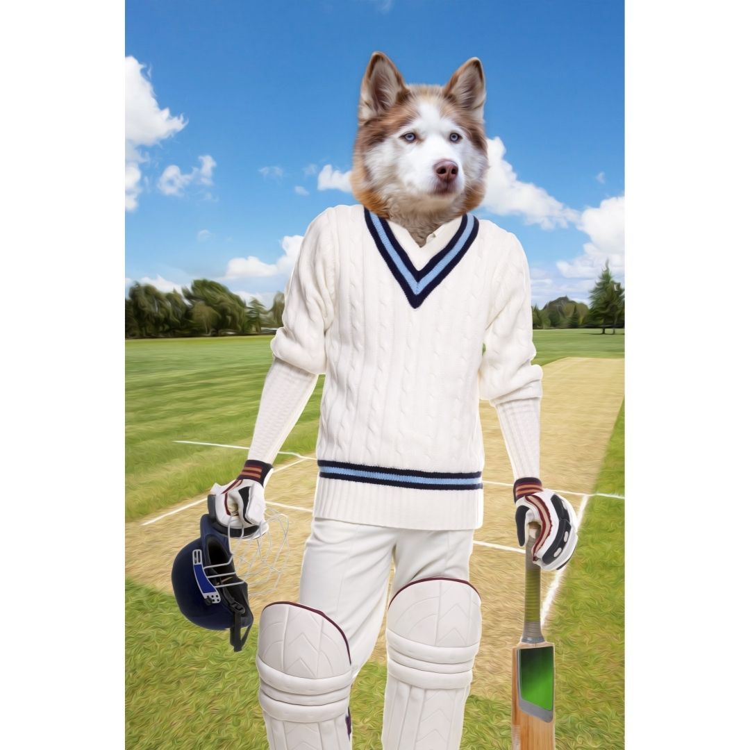The Cricket Prodigy: Custom Digital Download Pet Portrait - Paw & Glory - Dog Portraits - Pet Portraits