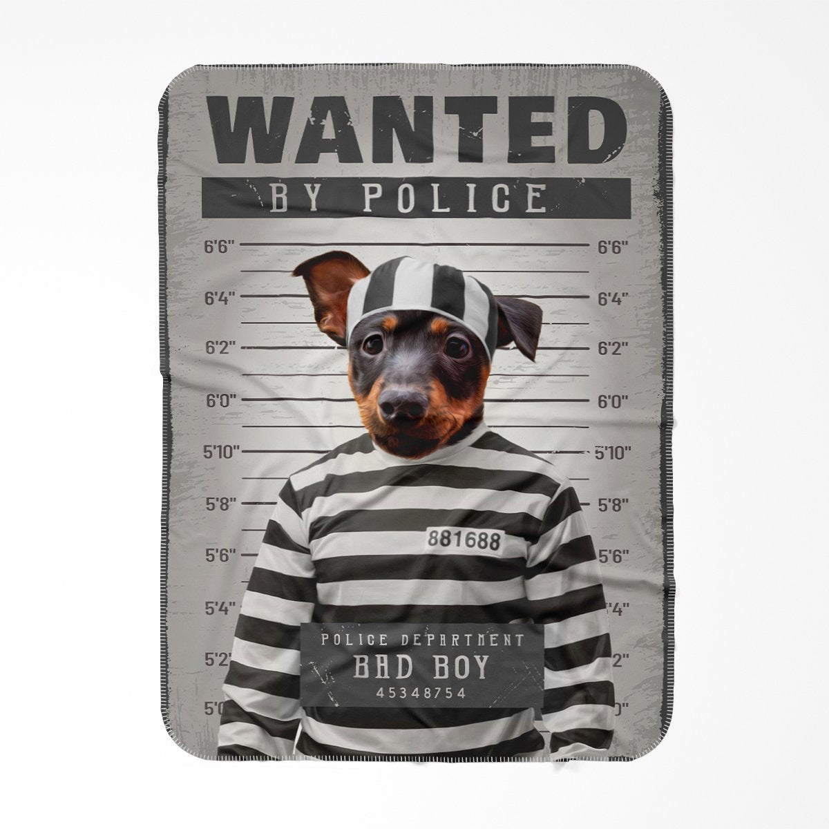 Pet Portraits | The Criminal: Custom Pet Blanket | Paw & Glory