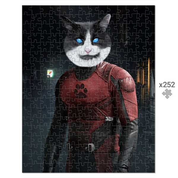 Masked City Hero Custom Pet Puzzle | Funny Pet Portrait | Paw & Glory