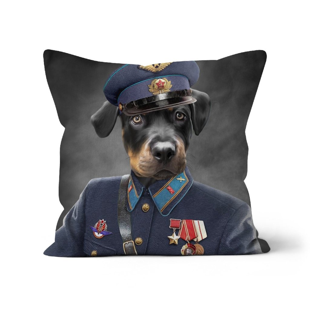 Pet Portraits | The Decorated Soldier: Custom Pet Pillow | Paw & Glory