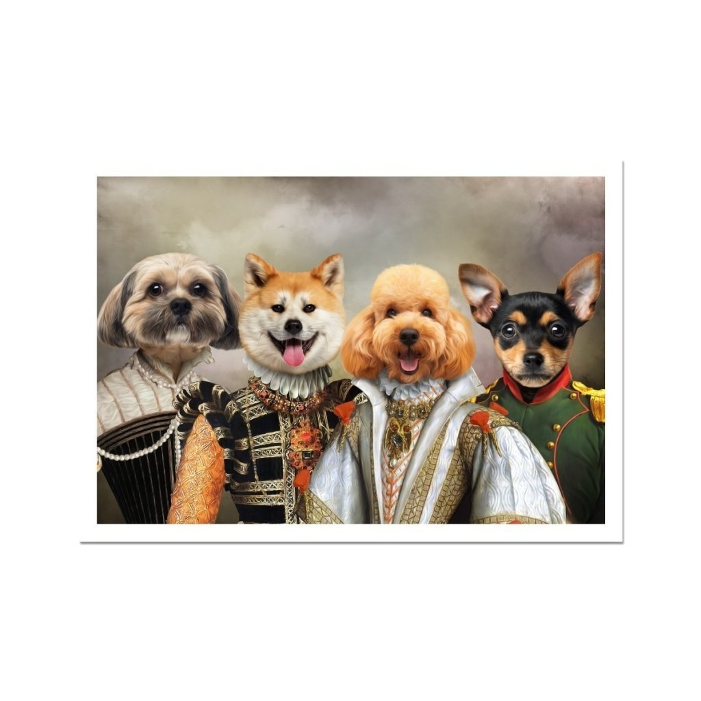The Dignified 4: Custom Pet Portrait - Paw & Glory - Dog Portraits - Pet Portraits