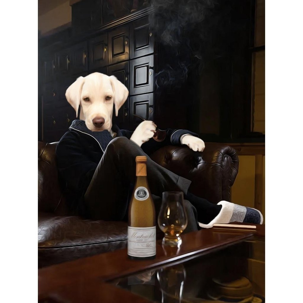 The Don with Cigar: Custom Digital Download Pet Portrait - Paw & Glory - Dog Portraits - Pet Portraits