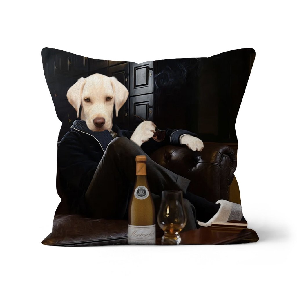 Pet Portraits | The Don with Cigar: Custom Pet Pillow | Paw & Glory