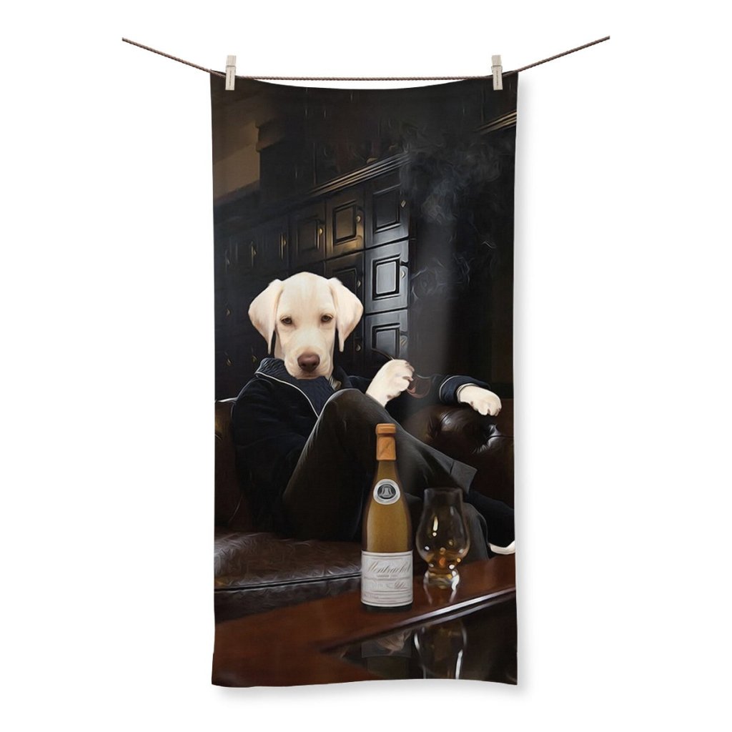 Pet Portraits | The Don with Cigar: Custom Pet Towel | Paw & Glory