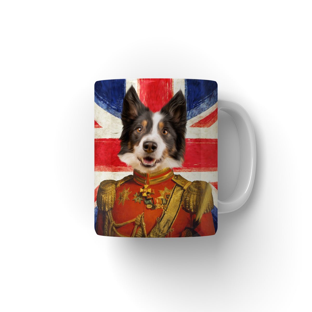 Pet Portraits | The Duke British Flag Edition: Custom Pet Coffee Mug | Paw & Glory