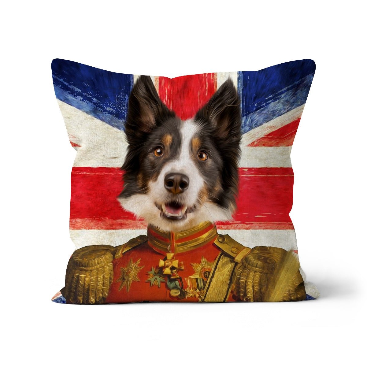 Pet Portraits | The Duke British Flag Edition: Custom Pet Pillow | Paw & Glory