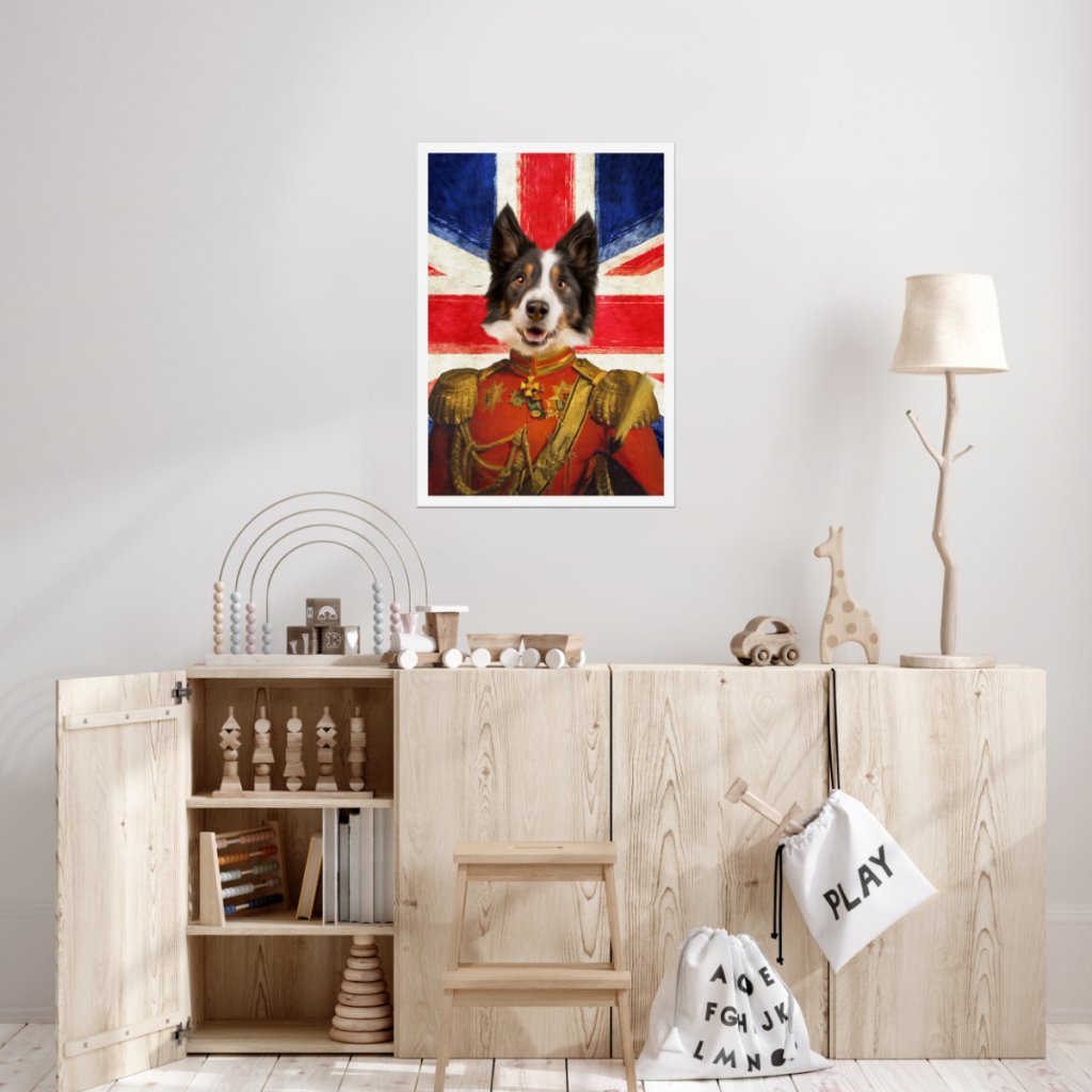 Pet Portraits | The Duke British Flag Edition: Custom Pet Poster | Paw & Glory