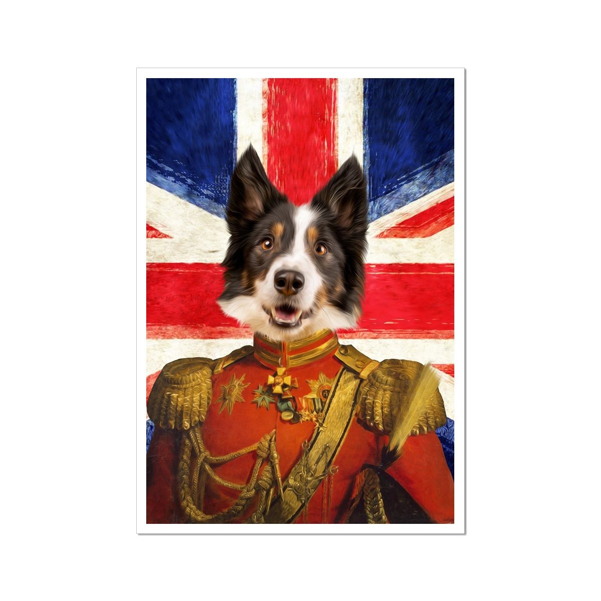 Pet Portraits | The Duke British Flag Edition: Custom Pet Poster | Paw & Glory