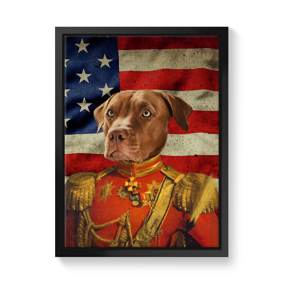 Pet Portraits | The Duke USA Flag Edition: Custom Pet Canvas | Paw & Glory